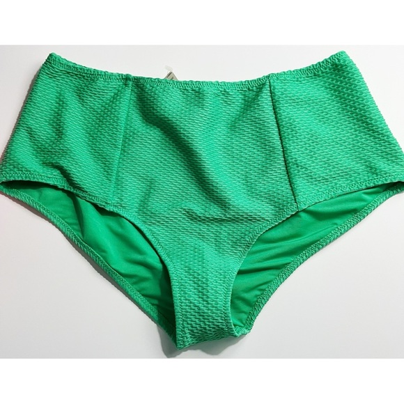 Aerie • NWT Green Jacquard Women's Swimwear High Waisted Bottom - Picture 1 of 5